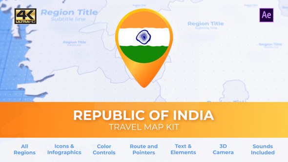 Videohive India Map - Republic of India Travel Map Video Displays template preview