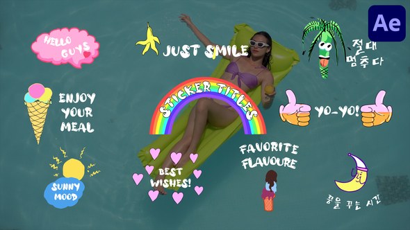 Videohive Colorful Sticker Titles for After Effects 48812756 Titles template preview