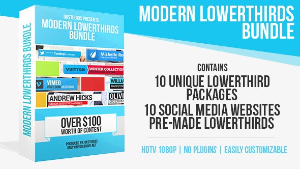 Modern Lower Thirds Bundle (10 in 1) Video Displays template preview