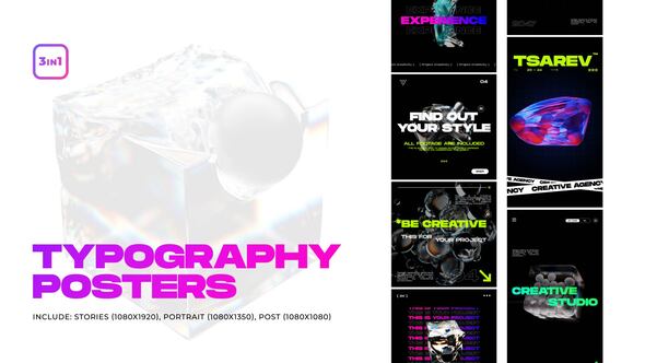 Videohive Typography Posters 3 in 1 Titles template preview