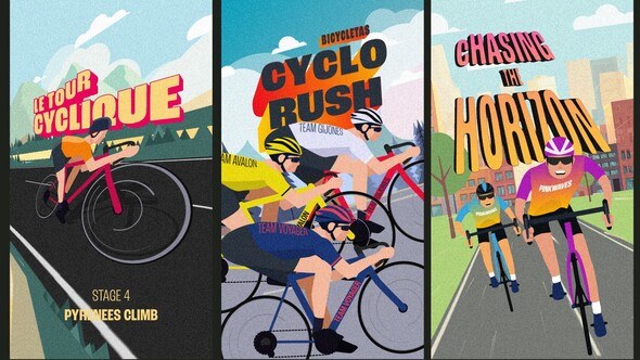 Videohive Tour de Bike Cycling Titles & Stories Pack Openers template preview