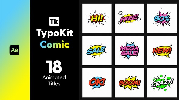 Videohive Typo Kit Comic Titles for After Affects Titles template preview
