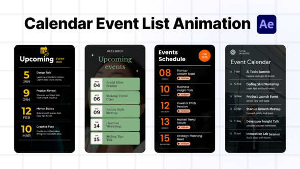Videohive Calendar Event List Titles template preview