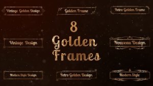 Videohive 8 Golden Art Nouveau Frames Openers template preview