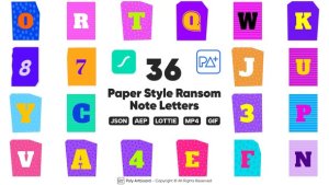 Videohive Paper Style Ransom Note Lottie Alphabet Elements template preview