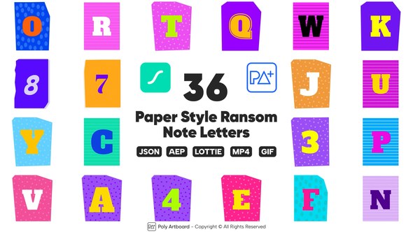 Videohive Paper Style Ransom Note Lottie Alphabet Elements template preview