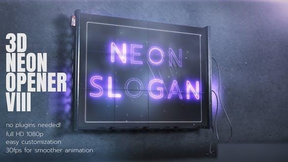 Videohive 3D Neon Opener 3 Logo Stings template preview