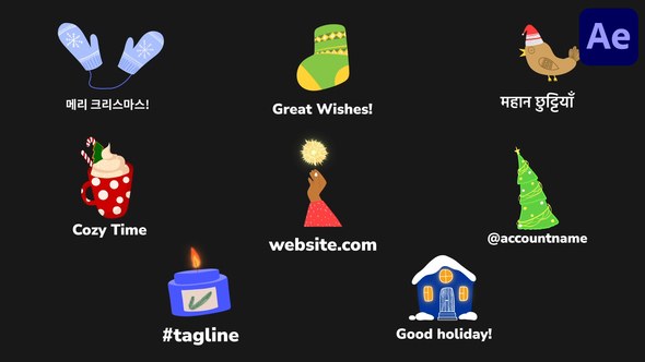 Videohive Winter Christmas Comfort Icons And Titles for After Effects Titles template preview