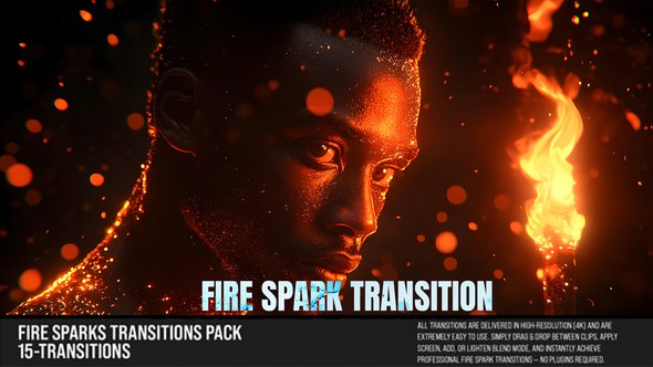 Fire Sparks Transitions Pack For DaVinci Resolve Video Displays template preview