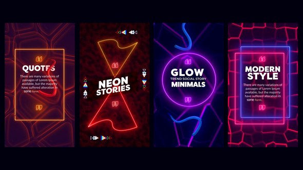 Videohive Neon Quotes Stories Titles template preview