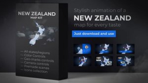 Videohive New Zealand Map - Aotearoa NZ New Zealand Map Kit Video Displays template preview