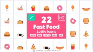 Videohive Fast Food Lottie Icons Elements template preview