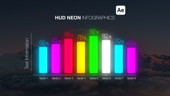 Videohive HUD Neon Infographics Infographics template preview
