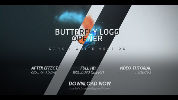 Videohive Butterfly Logo Opener l Elegant Logo Opener l Flipping Wings Logo Opener Openers template preview