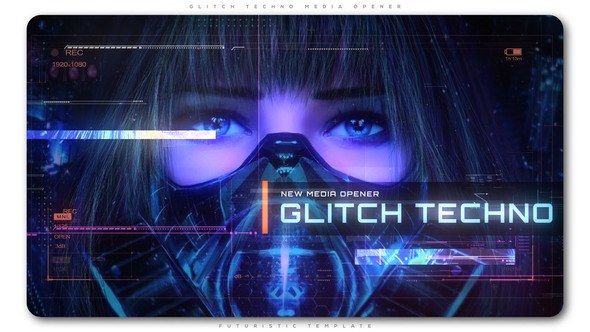Videohive Glitch Techno Media Opener Video Displays template preview