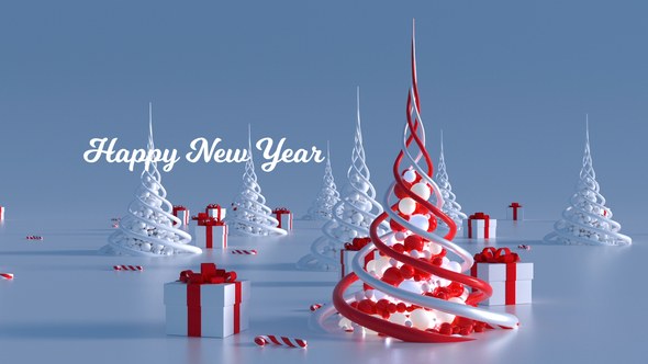 Abstract Christmas Trees (2 in 1) Video Displays template preview