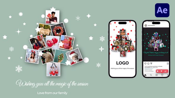Videohive Christmas Tree Photo Collage Intro Openers template preview