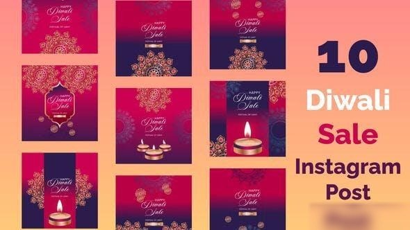 Videohive Diwali Sale Instagram Post Pack Openers template preview