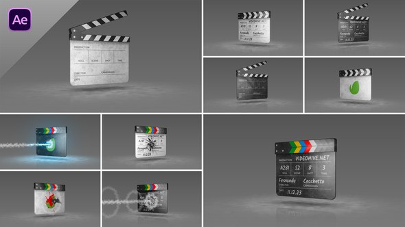 Videohive Clapperboard Transitions + Logo reveal Elements template preview