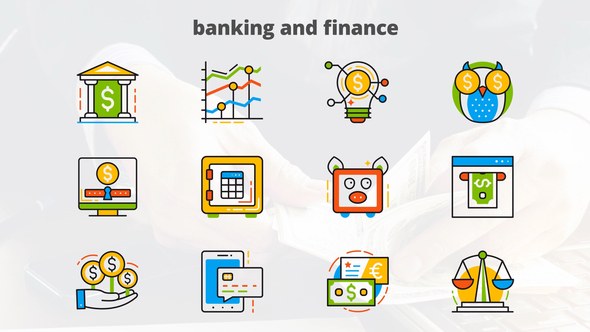 Banking and Finance - Flat Animated Icons Video Displays template preview