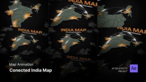 Videohive Map Animation - Connected India Map Animation After Effects Template Video Displays template preview
