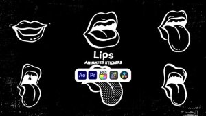 Videohive Lips Animated Stickers Elements template preview
