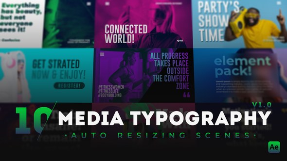 Videohive 10 Media Typography Scenes Titles template preview