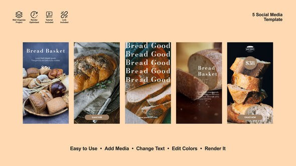 Videohive Bread Food Stories Product Promo template preview