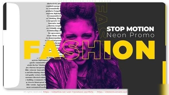 Videohive Stop Motion Neon Promo Openers template preview