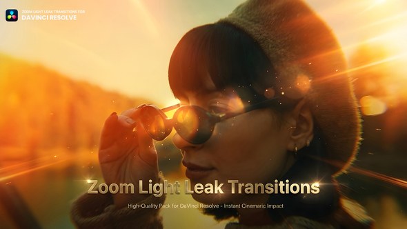 Zoom Light Leak Transitions Davinci Resolve Elements template preview