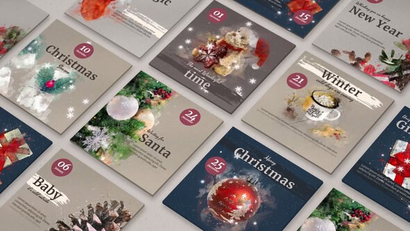Videohive Winter Illustrated Instagram Post Video Displays template preview