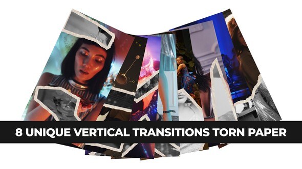 Videohive 8 Unique Torn Paper Transitions. Vertical Format Elements template preview
