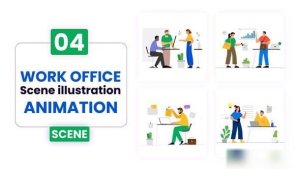 Videohive Work Office Illustration Scene animation Elements template preview