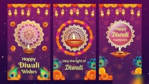 Videohive Sparkling 3D Design Happy Diwali Instagram Story Elements template preview