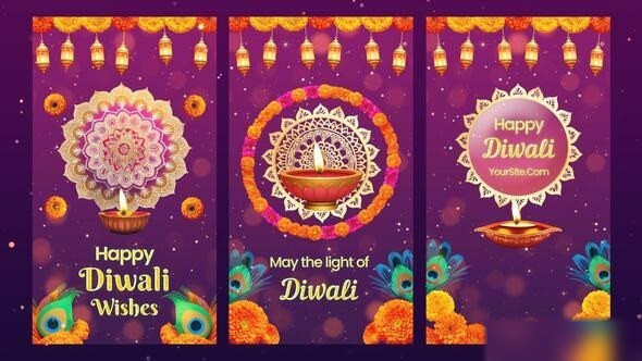 Videohive Sparkling 3D Design Happy Diwali Instagram Story Elements template preview