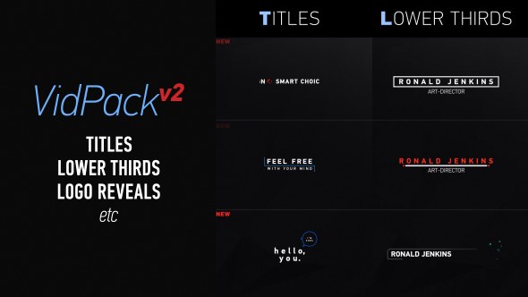 VidPack v2 | Titles, Lower Thirds, Logo Reveals etc Video Displays template preview