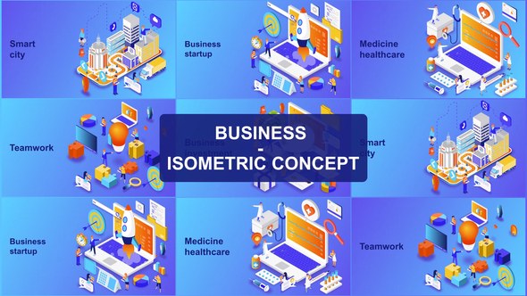 Business - Isometric Concept Video Displays template preview