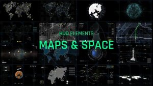 Videohive HUD Elements Maps And Space Elements template preview