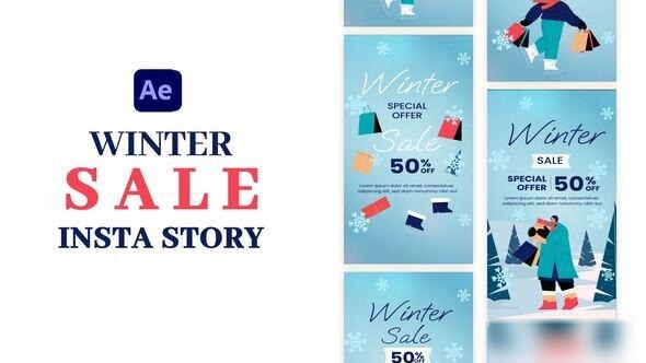 Videohive Winter Shopping Instagram Stories Openers template preview