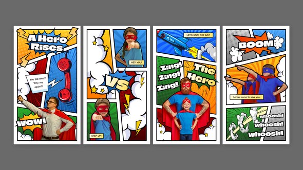 Comic Multiscreen Split Openers template preview