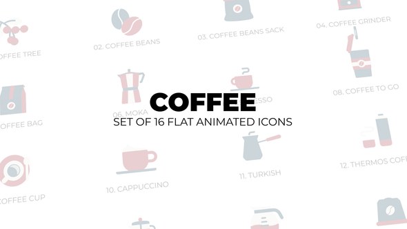 Videohive Coffee - Set of 16 Animated Icons Elements template preview