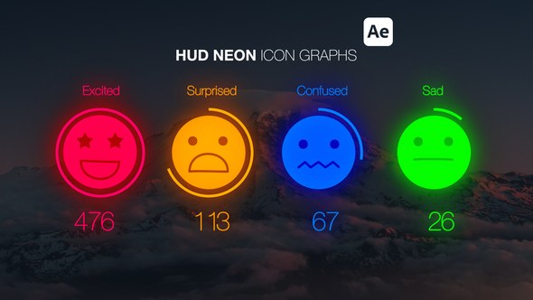 Videohive HUD Neon Icon Graphs Infographics template preview