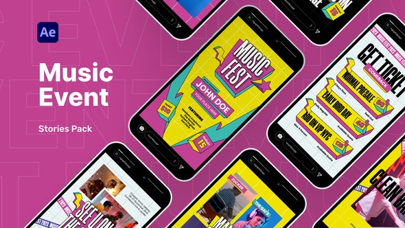 Videohive Music Event Stories Pack Video Display After Effect Template Product Promo template preview