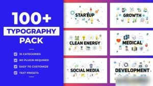 Videohive 100 Typography Scenes Pack Infographics template preview