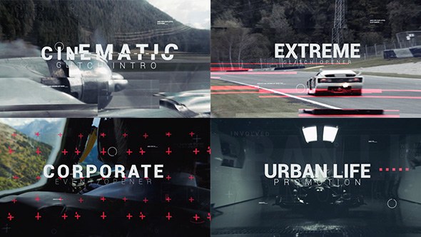 Cinematic Glitch Epic Trailer Video Displays template preview