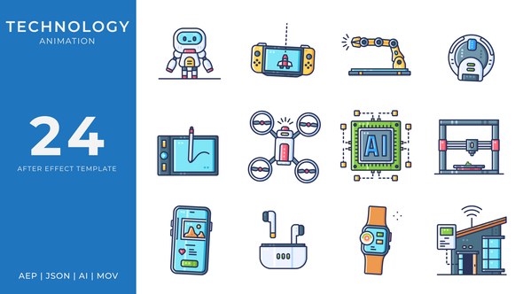 Videohive Technology Animated Icons | After Effects Elements template preview