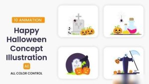 Videohive Happy Halloween Concept Illustration Scene Elements template preview
