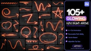 Videohive 105 Glowing Hand Drawn Arrows Elements template preview