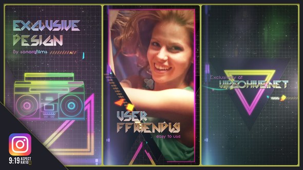 Videohive 80s Fever IGTV Version Openers template preview
