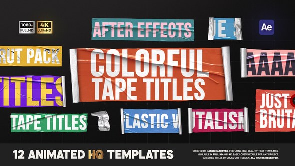 Videohive Colorful Tape Titles Titles template preview
